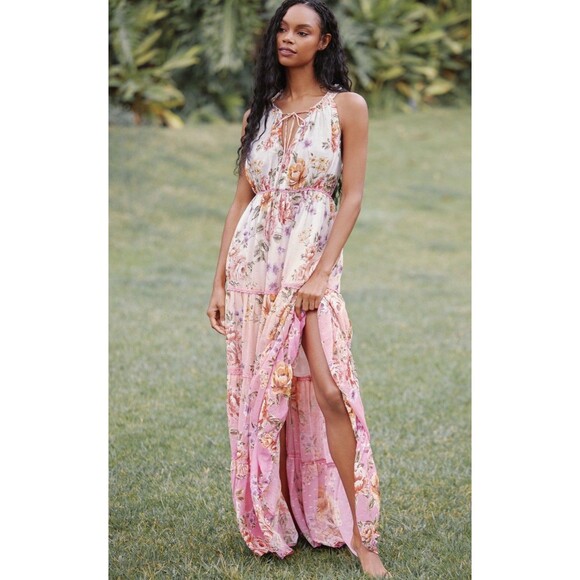 chinese dress ladies New Anthropologie Black & Pink Floral